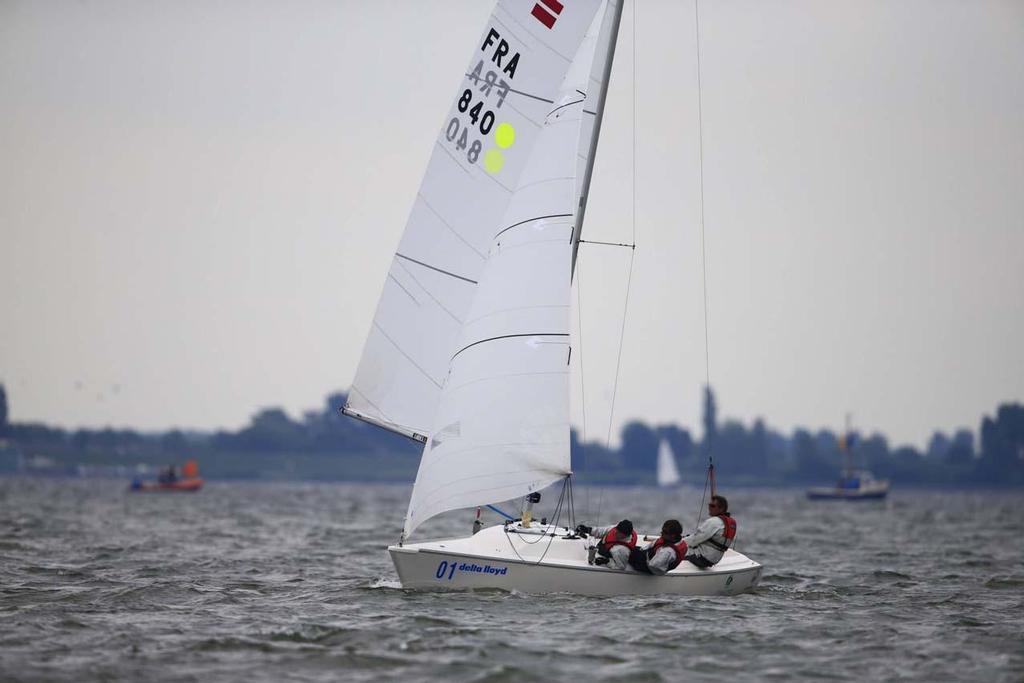 Bruno Jourdren, Eric Flageul and Nicolas Vimont-Vicary, Sonar medal race - 2014 Delta Lloyd Regatta, day 5 © Guilain Grenier